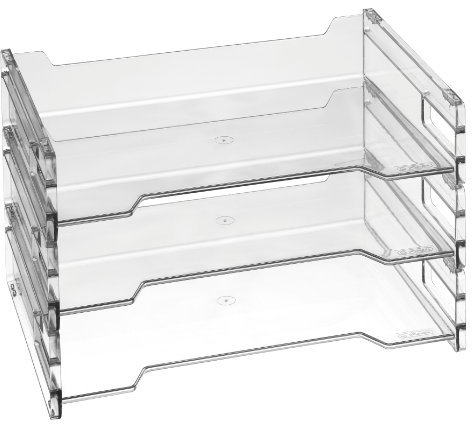 3x Ablagekorb / DIN A4 quer / Farbe: transparent hochglanz glasklar