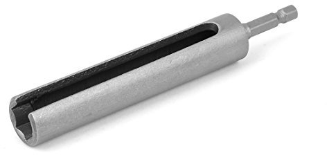 sourcing map Douille 135 mm de long 13 mm Écrou hexagonal fendue extension pilote Bit adaptateur Gris Argenté
