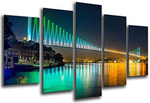 Wandbild - Bild Bridge Night ESTAMBUL, 165 x 62 cm, Holzdruck - XXL Format - Kunstdruck, 26323