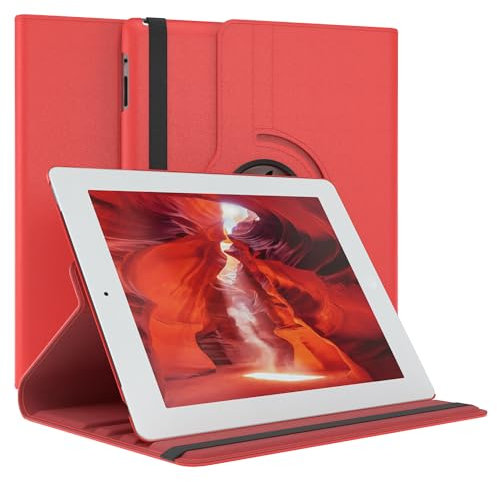 EAZY CASE - Tablet Hülle für iPad 2 / iPad 3 / iPad 4 Schutzhülle 9.7 Zoll Smart Cover Tablet Case Rotationcase zum Aufstellen Klapphülle 360° drehbar mit Standfunktion Tasche Kunstleder Rot