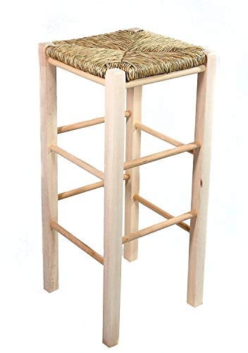Tabouret en bois, assise en paille h.70, pour bar, gîte, restaurant