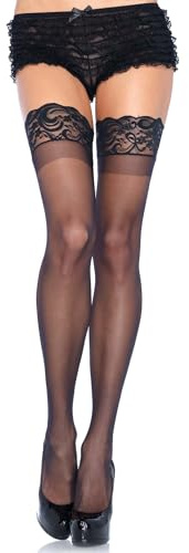Leg Avenue Women's Queen Stay Up 3-Inch Lace Top Thigh Highs, Black