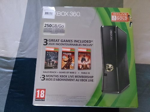 Console Xbox 360 250 Go + Fable 3 + Gears of War 2 + Halo Reach