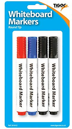 Pack of 4 Whiteboard Markers Round Tip