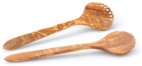 Continenta Salatbesteck Olive No. 1, Olivenholz Salat Servierbesteck geölt, aus einem Stück gefertigt, Edel-Qualität, Größe: 31,5 cm, Laffe: 9 x 9 cm