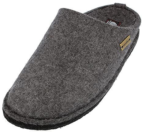 HAFLINGER Flair Soft Filzpantoffeln aus Wollfilz Hausschuh Grau (Anthrazit 4), Gr. 43