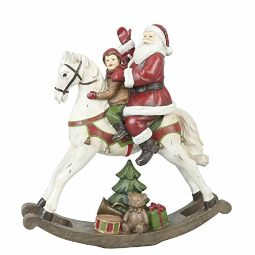 Clayre & Eef XXP0150 Weihnachtsmann auf Schaukelpferd 29 * 10 * 30 cm