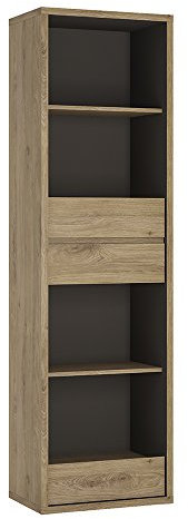 Furniture To Go Shetland Tall Narrow 3 Drawer bookcase in Shetland Oak