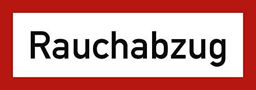 LEMAX® Feuerwehrschild, Rauchabzug - DIN 4066 Alu geprägt weiß/schwarz/Randfarbe: rot 210x74mm