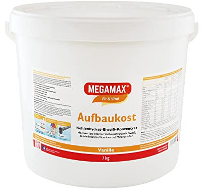 MEGAMAX Aufbaukost Vanille 7 kg- Ideal zur Kräftigung u. bei Untergewicht. Proteinpulver zur Zubereitung eines fettarmen Kohlenhydrat-Eiweiß-Getränkes für Muskelmasse u. Muskelaufbau Gewichtszunahme
