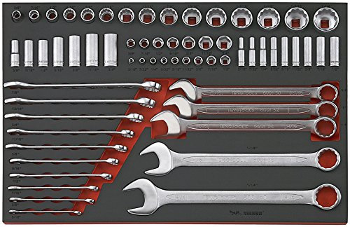 TENG TOOLS TTEAF62 Socket & Combination Spanner Set AF FOAM4X4 62 Pieces