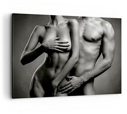 ARTTOR Bilder auf Leinwand 100x70cm Leinwandbild Frau Mann Nackt Paar Groß Wanddeko Bild Schlafzimmer Küche Deko Wandbilder Dekoration Wohnzimmer Wall Decor Canvas Wand Kunstdruck Art AA100x70-2721