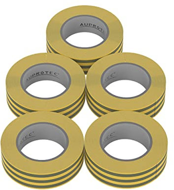 AUPROTEC 5X Isolierband gelb-grün 15mm x 10m VDE Isoband PVC Elektriker Klebeband DIN EN 60454-3-1
