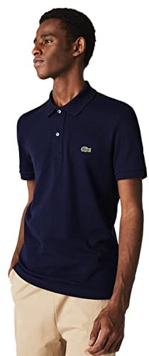 Lacoste Herren Polo-Shirt Kurzarm PH4012, Männer Polo-Hemd,2 Knopf,Slim Fit,Blau,6