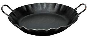 Alpenline Eisenpfanne handgeschmiedet, schmiedeeiserne Pfanne mit 2 Griffen Ø 26 cm mit 5 cm hohem Rand