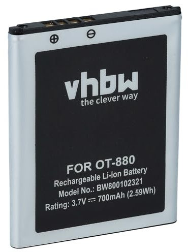 vhbw Akku Ersatz für Alcatel BY42, BTR510AB, BTR875B, CAB3120000C1, CAB20K0000C1 für Handy Smartphone Telefon (700 mAh, 3,7 V, Li-Ion)