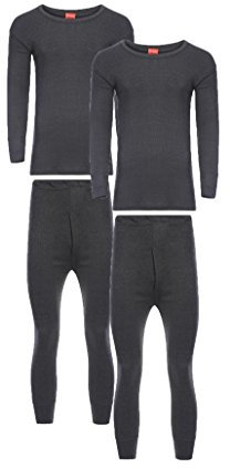 Heatwave® Pack of 2 Men's Extreme Thermal Underwear Set, Long Sleeve Top & Long Johns Set, Winter Thermals, Large Charcoal