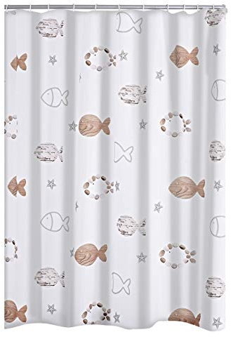 RIDDER Duschvorhang Textil Fishes beige 180x200 cm