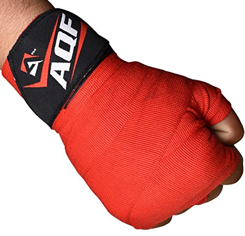 AQF Boxbandagen Für Kampfsport 4 Meter Elastische Boxhandschuhe Innerer Handschuhe Schutz Bandagen Boxen MMA & Cross Fitness Harren & Damen (Rot)