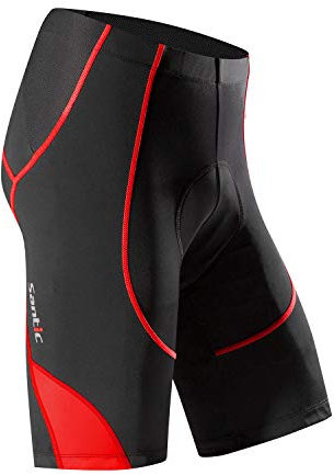 Santic Radlerhose Herren Kurz mit Sitzpolster Radhose Kurz Fahrradhose Gepolstert Radshorts Herren mit Polster Rot EU XL