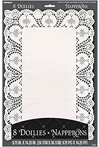Unique Party Blanc Set de Table Papier napperons, Lot de 8