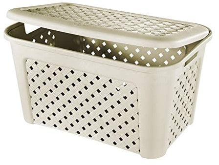 Tontarelli P.Biancheria Colore Angora Cesta Biancheria Arianna con Coperchio lt48 Beige Riordino Lavanderia