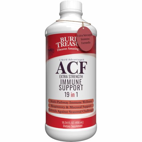 Buried Treasure ACF Extra Strength Liquid Immune Support – 1000mg Vitamin C, Elderberry, Zinc & Echinacea – Short-Term Adult Wellness Supplement, 16 fl oz