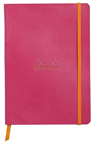 Rhodia 117462C Notizheft Rhodiarama mit weichem Umschlag, dot grid, 80 Blatt, 90 g elfenbeinfarbenes Papier, A5 148 x 210 mm, Lesezeichen, Innentasche,1 Stück,himbeer