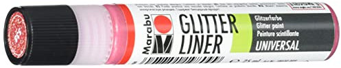 Marabu 18030009538 - Glitter Liner rubin, Glitzer - Effektfarbe auf Wasserbasis für bezaubernde Glitzereffekte auf Stoff, Holz, Metall speichelecht, einfache Fixierung, Rubinrot