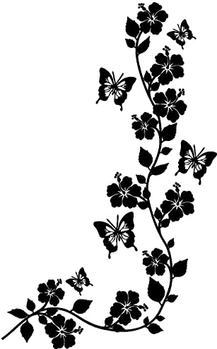Samunshi® Blumenranke Wandtattoo rechtwinklig 31 x 50cm schwarz