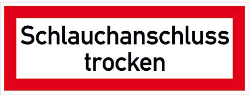 Betriebsausstattung24® Schlauchanschluss trocken, Hinweisschild Brandschutz Alu Wetterfest 29,70x10,50 cm Ideal für Innen- und Außenbereich