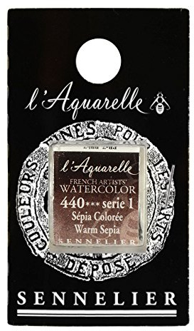 SENNELIER Französische Künstler-Aquarellfarbe, halbe Pfanne, warmes Sepia S1