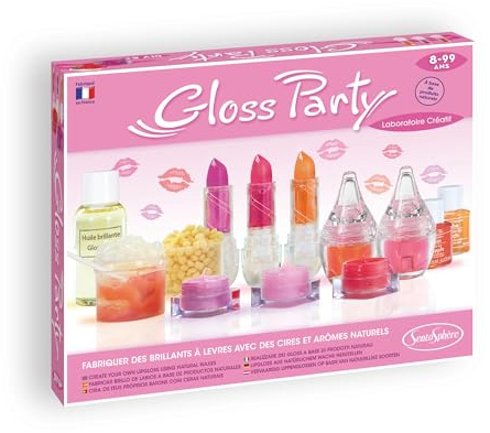 Sentosphère Gloss Party – Kit Créatif pour Enfants, Crée Tes Propres Gloss Colorés et Pailletés, - Activité Manuelle Maquillage Enfant - Cadeau DIY - Dès 7 ans