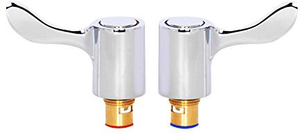 Universal Tap Lever Head Conversion Kit Quarter Turn Tap Head Revivers Kit 1/2” Bathroom Basin Tap Head Covers with Valves Luxury Tap Top Replacement Kit for Leaking Ageing Taps - Chrome Plated