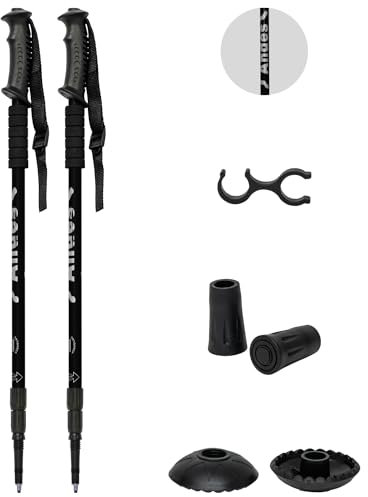 Andes Telescopic Extending Adjustable Antishock Hiking/Walking Poles Black