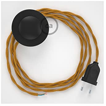 creative cables - Stehleuchte Anschlussleitung TM05 Gold Seideneffekt 3 m. Wählen Sie aus DREI Farben bei Schalter und Stecke. - Schwarz