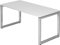 bümö höhenverstellbarer Schreibtisch R-Serie 160x80 cm in weiß, Gestell in Silber - PC Tisch für's Büro manuell höhenverstellbar, Computertisch verstellbar