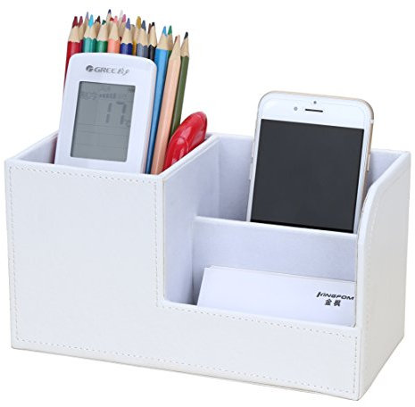 KINGFOM Multifunktions Schreibtisch Organizer 3 Speicherabteil Stifteköcher (Weiß)