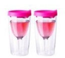 Vino2Go Double Wall Acrylic Tumbler with Double Pink Lids, 10 oz, Pack of 2