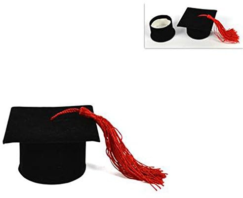 Lotto pezzi 20 Bomboniera CAPPELLO TOCCO, pannetto con nappina, portaconfetti 7x4, LAUREA, DIPLOMA (CKKAP) (NERO)