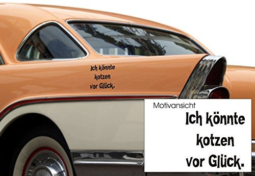 blattwerk-design Ich könnte Kotzen vor Glück. Berliner Sprüche,Kfz-Aufkleber, Berlin, Mundart, Berliner Mundart, Spruch, Humor (M070 Schwarz, 100 mm x 100 mm)