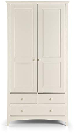 Julian Bowen Cameo Combination Wardrobe, White - H182 x W94 x D52cm | Shaker Double Closet, Clothing Rail & Shelf, Storage Armoire for Bedroom