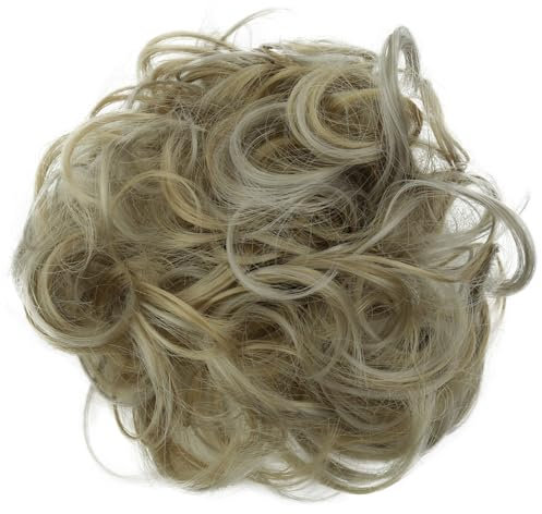 CAISHA Haarteil Haargummi Hochsteckfrisuren Brautfrisuren Voluminös Gelockt Unordentlich Dutt Kunstfaser DM15cm Aschblond Mix G32A