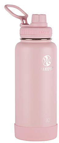 TAKEYA - 51012 Actives Bouteille d'eau isotherme en acier inoxydable avec couvercle à bec verseur, 1,2 l, rose poudré