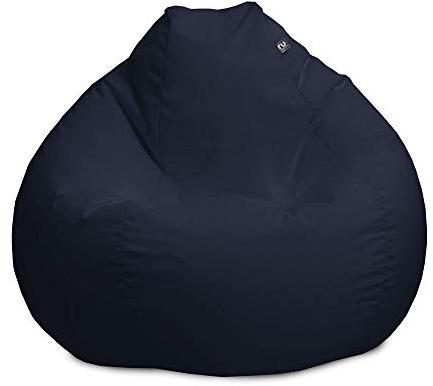 rucomfy Water Resistant Classic Adult Slouchbag Beanbag Chair - Navy | Huge Indoor/Outdoor Pre-Filled Armchair Seat - Home and Garden Seating - UV Resistant - Machine Washable Cover - 80x110cm