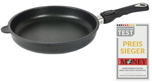 AMT Gastroguss Bratpfanne 28 cm Ø, 5 cm hoch, abnehmbarer Stiel, induktionsgeeignet, Lotan® Antihaft-Veredelung, Gusspfanne (Aluguss), AMZN-I-528-Z20B