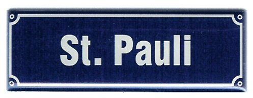 Deko-Magnet St. Pauli, Kühlschrank-Magnet in Straßenschild-Optik, Hamburg Souvenir, ca. 7,5 x 2,5 cm