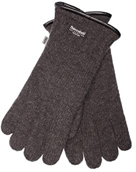 EEM Herren Strickhandschuhe, weiche Wolle, Thinsulate Thermofutter, Wildleder Patch, Saum mit Paspelierung, anthrazit L/XL