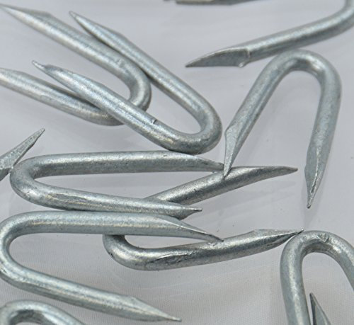 Galvanised Staples (CHOOSE YOUR NAIL SIZE) (CHOOSE YOUR PACK SIZE) Fencing Netting U Staple Nails (100, 15mm)
