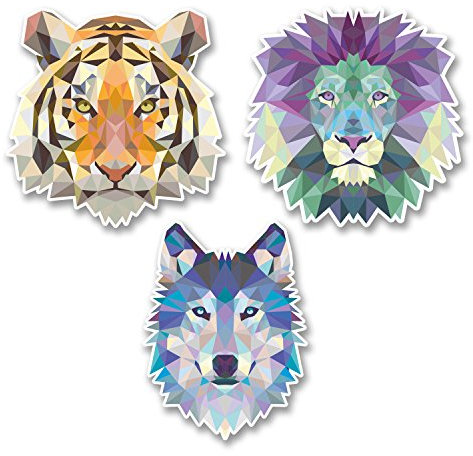 DestinationVinyl Vinyl-Aufkleber, Motiv: Funky Lion Tiger Husky, 10 cm hoch, 3 x 10 cm